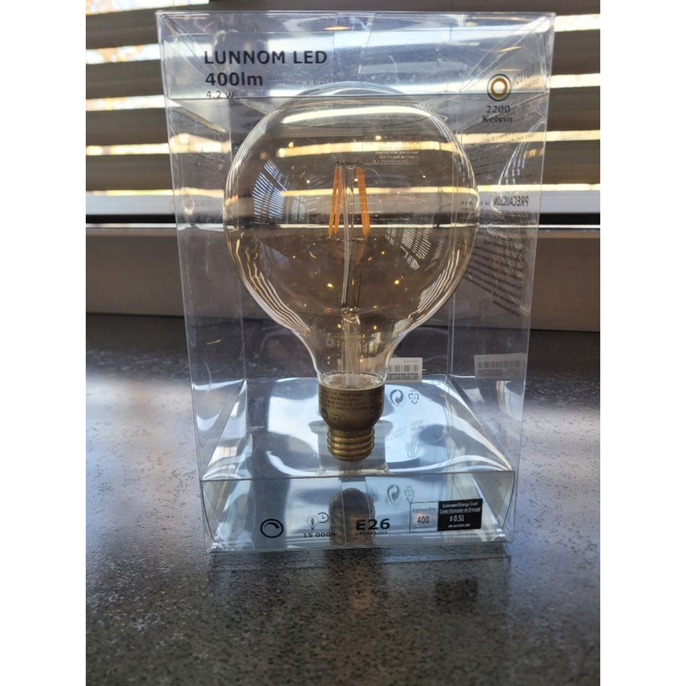 IKEA LUNNOM LED Globe Bulb 400lm E26 2200K 4.2W Warm Vintage Style New